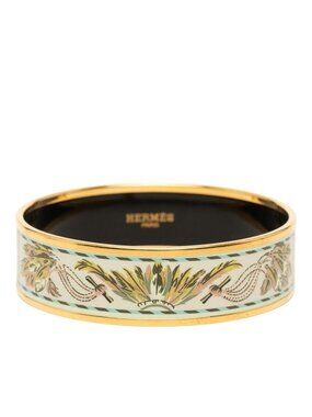 Hermes Enamel GM Cloisonne Bangle Gold Multicolor Plated Bracelet